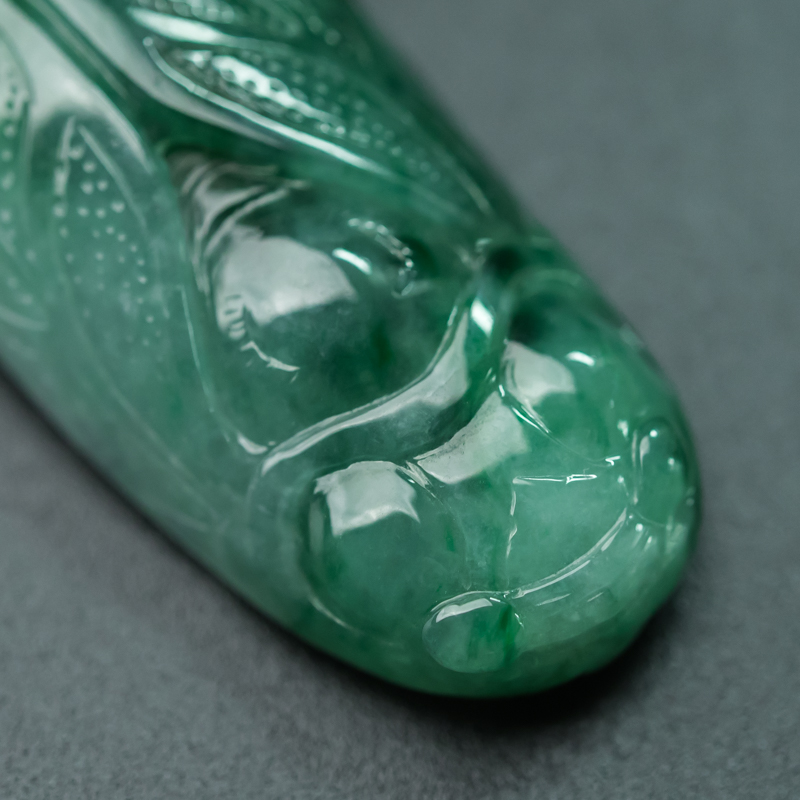 缅甸天然糯种翡翠一鸣惊人吊坠-红掌柜