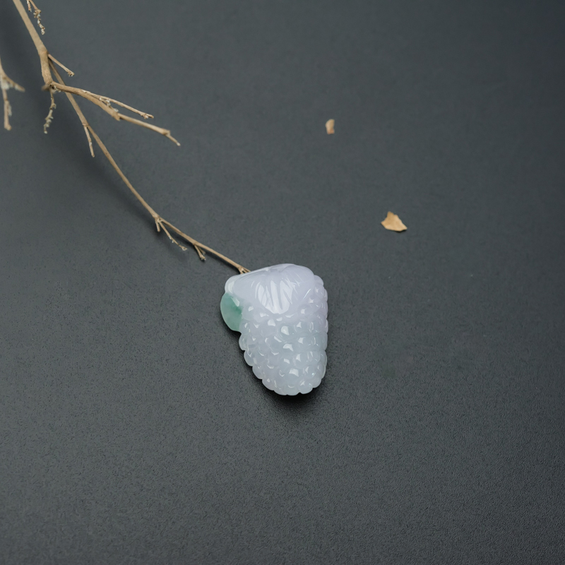 缅甸天然糯种春带彩翡翠多子多福吊坠-红掌柜