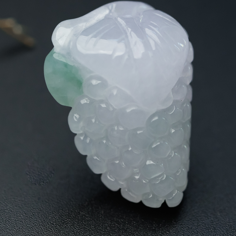 缅甸天然糯种翡翠多子多福吊坠-红掌柜