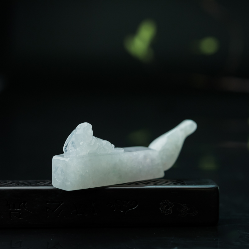 缅甸糯种飘翠翡翠烟滤嘴-红掌柜