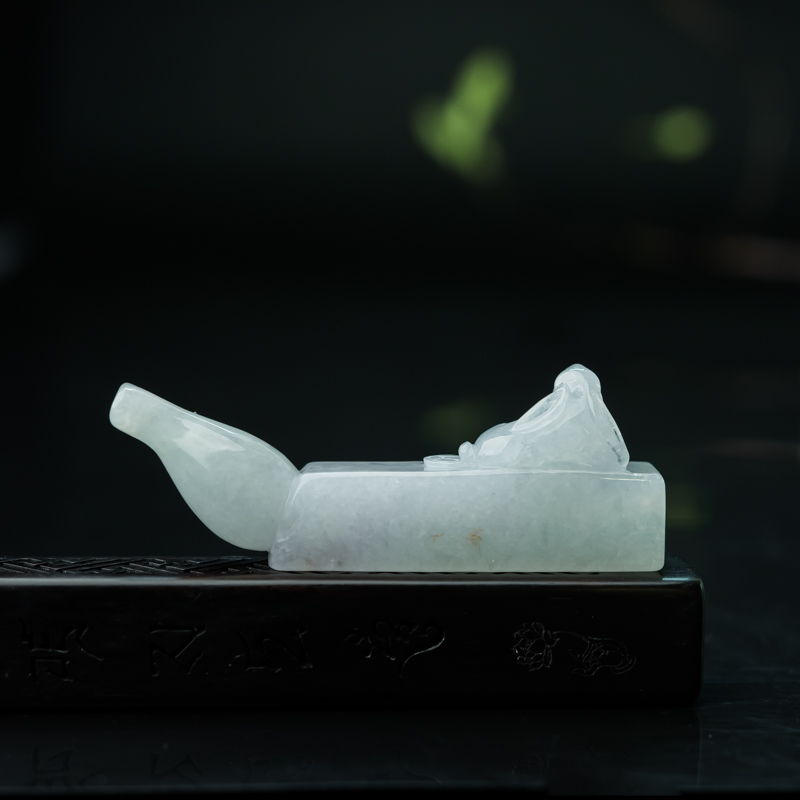 缅甸天然飘翠翡翠烟滤嘴-红掌柜