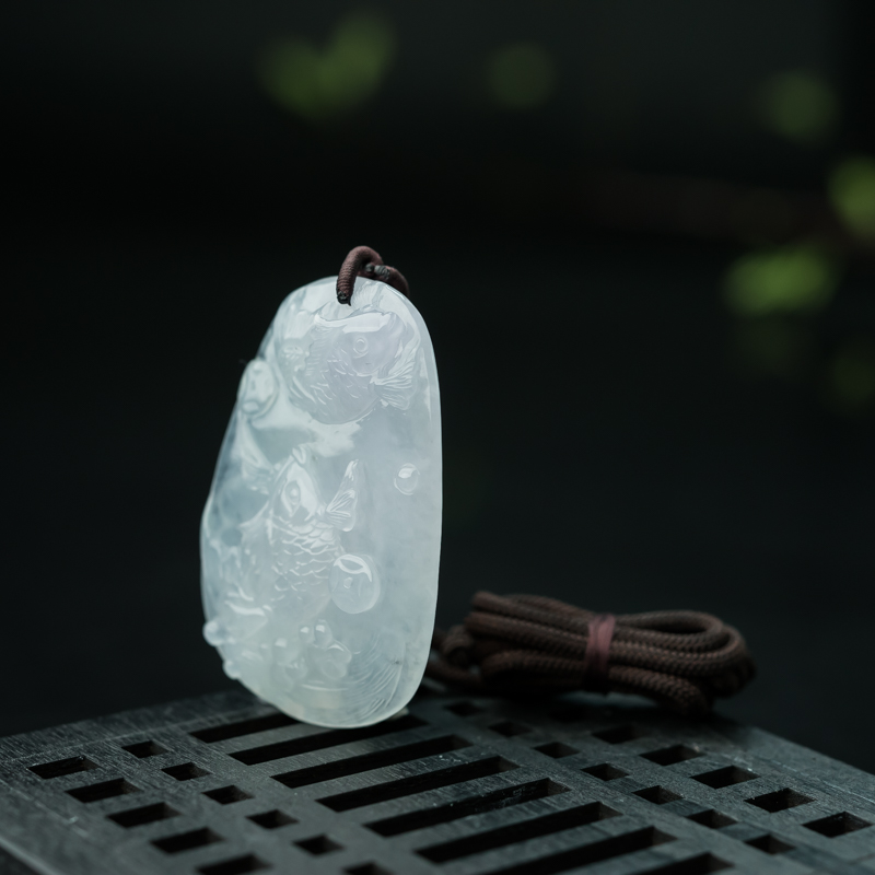 天然糯冰种翡翠金玉满堂吊坠-红掌柜