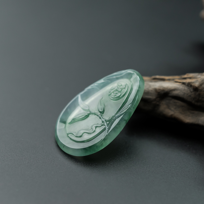 天然冰种飘花翡翠金枝玉叶吊坠-红掌柜