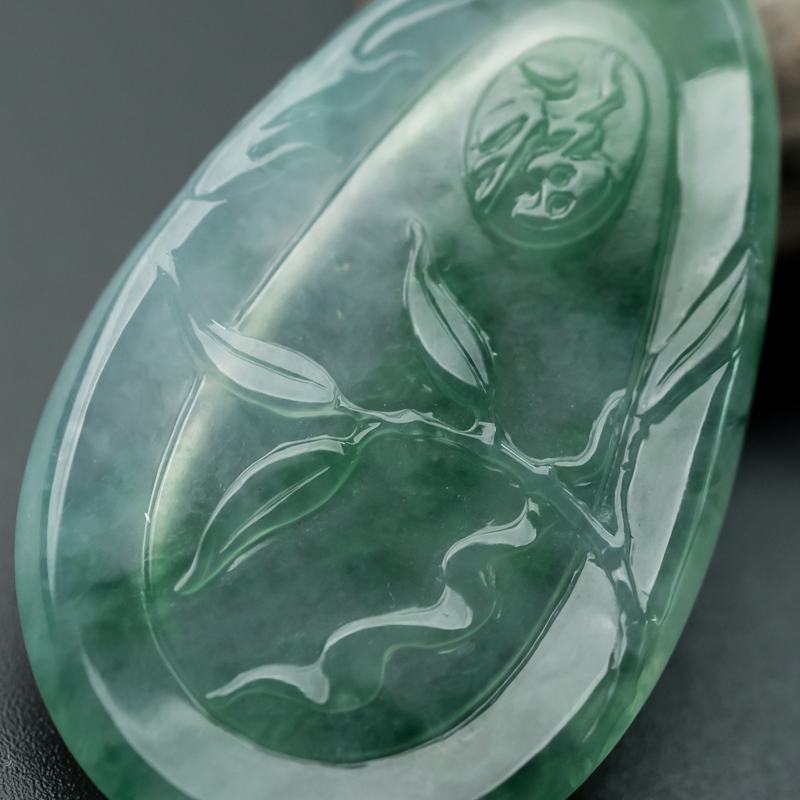 缅甸天然冰种翡翠金枝玉叶吊坠-红掌柜