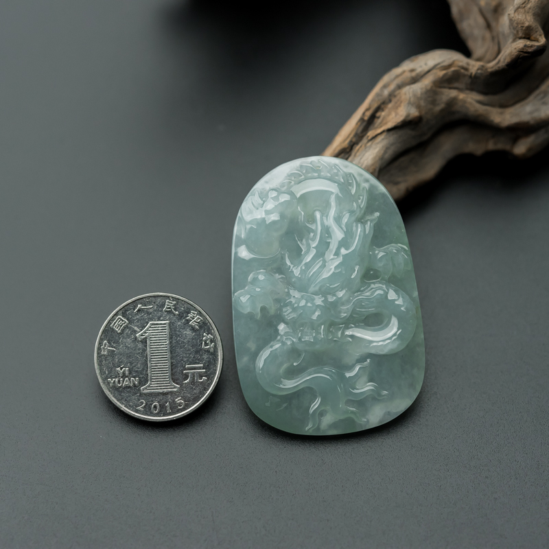 糯冰种翡翠辰龙吊坠-红掌柜