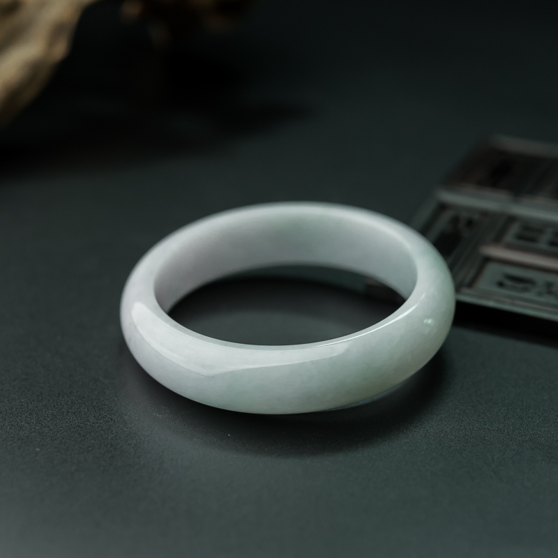 天然糯种翡翠平安镯-红掌柜