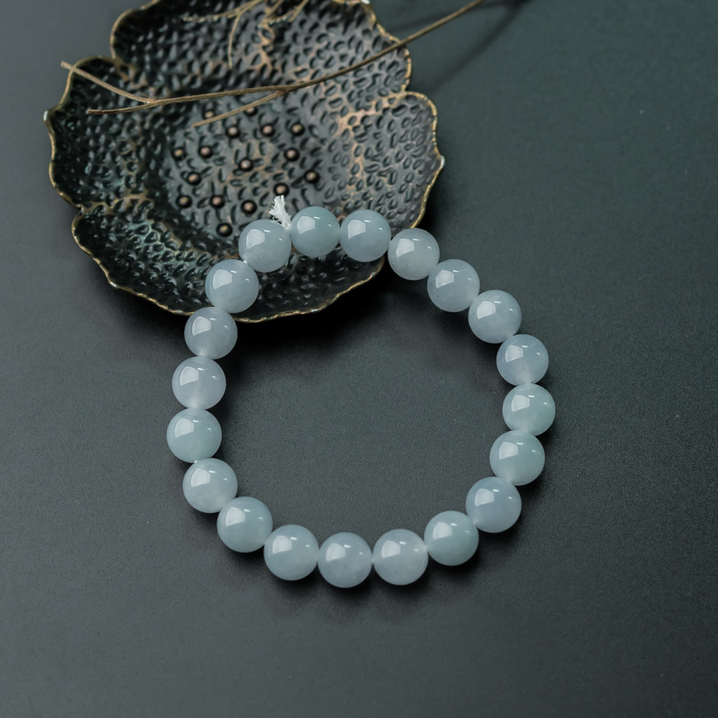 缅甸天然糯冰种晴水翡翠手串-红掌柜