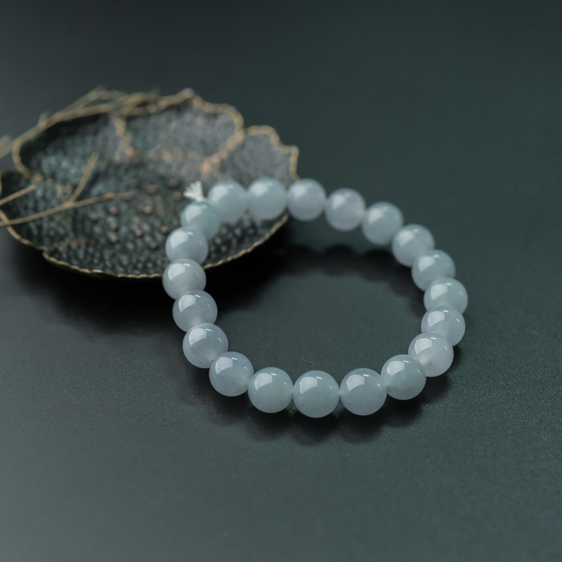 缅甸糯冰种晴水翡翠手串-红掌柜