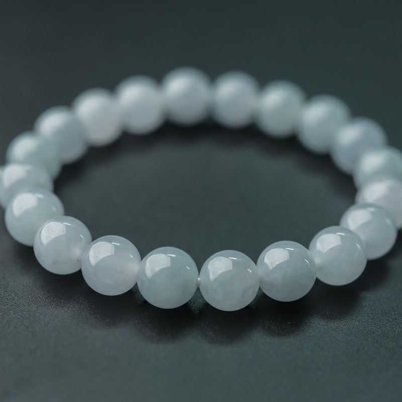 缅甸天然糯冰种翡翠手串-红掌柜