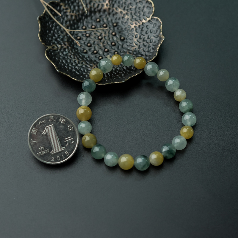 缅甸双彩翡翠手串-红掌柜