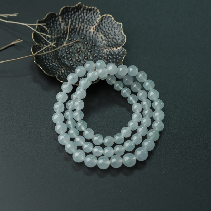 天然糯冰种翡翠项链-红掌柜