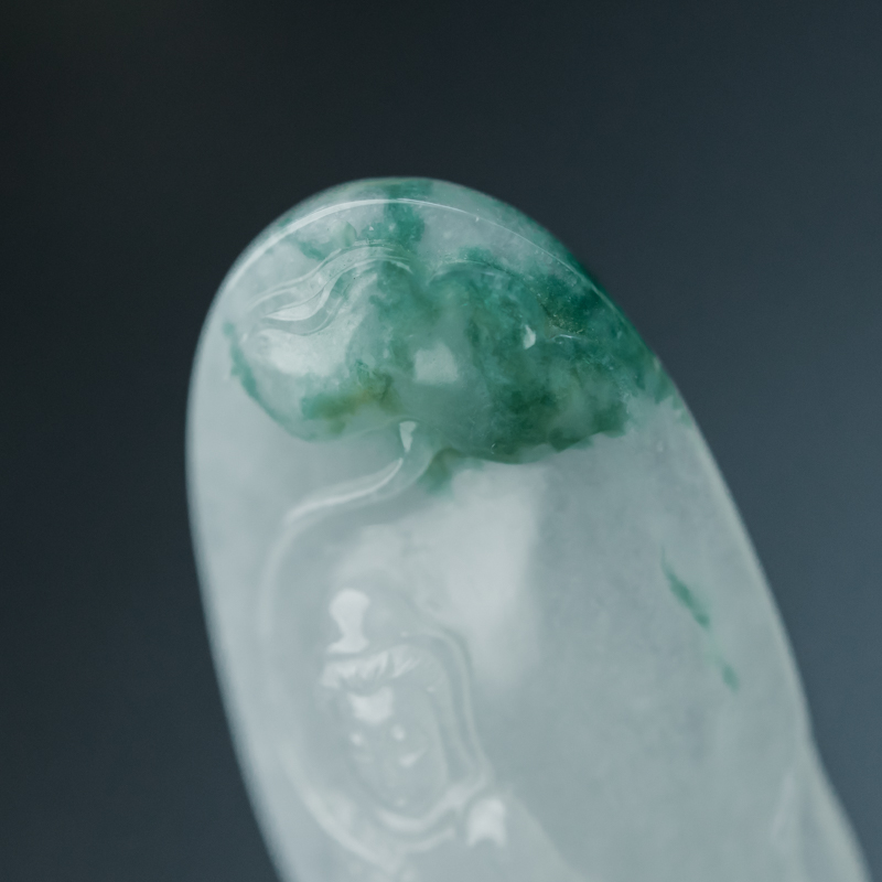 缅甸天然糯冰种飘花翡翠吊坠-红掌柜