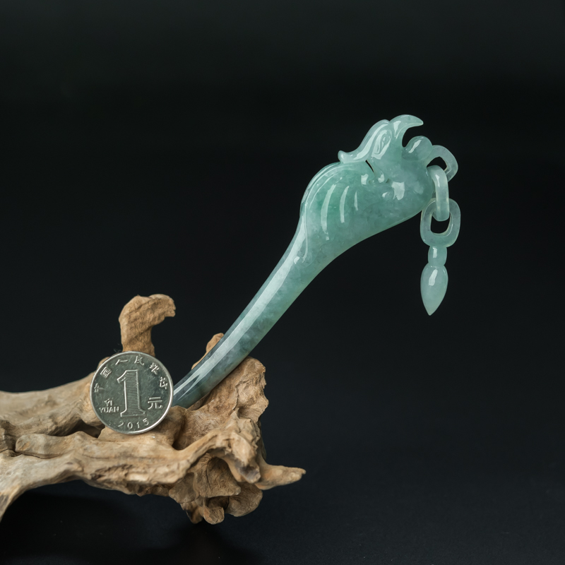 糯种翡翠凤凰发钗-红掌柜