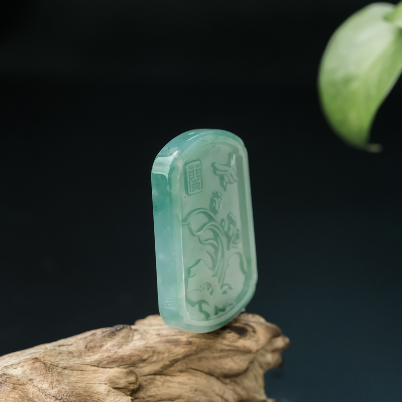 缅甸糯种浅绿翡翠冰清玉洁吊坠-红掌柜