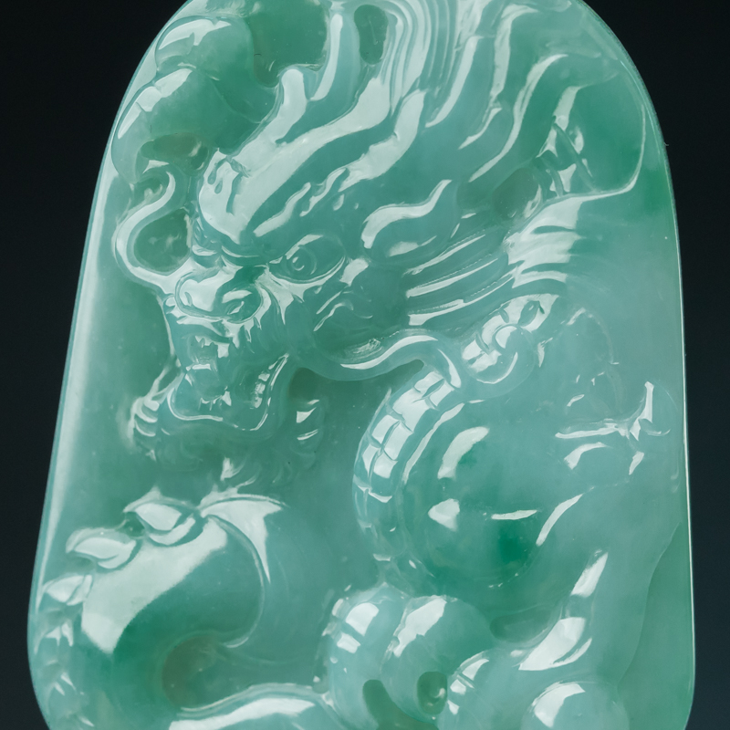 缅甸天然糯种翡翠辰龙吊坠-红掌柜