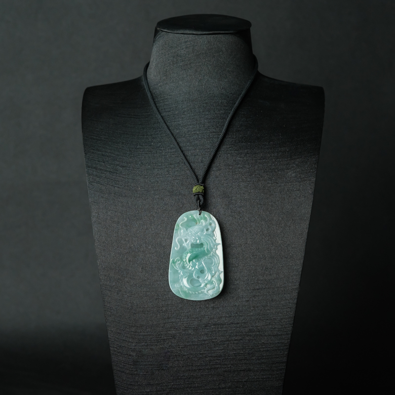 缅甸天然糯种飘翠翡翠吊坠-红掌柜