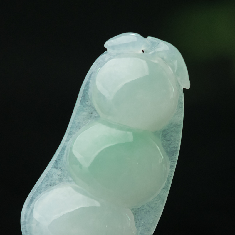 缅甸糯冰种飘翠翡翠福豆吊坠-红掌柜