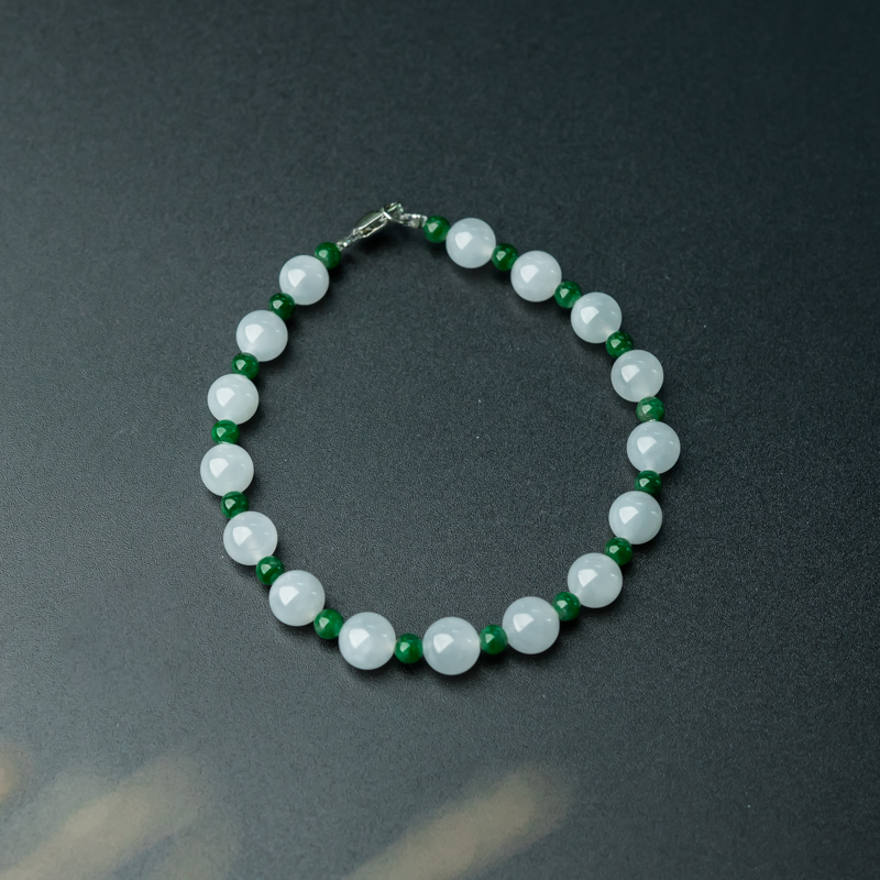 缅甸天然糯冰种翡翠手链-红掌柜