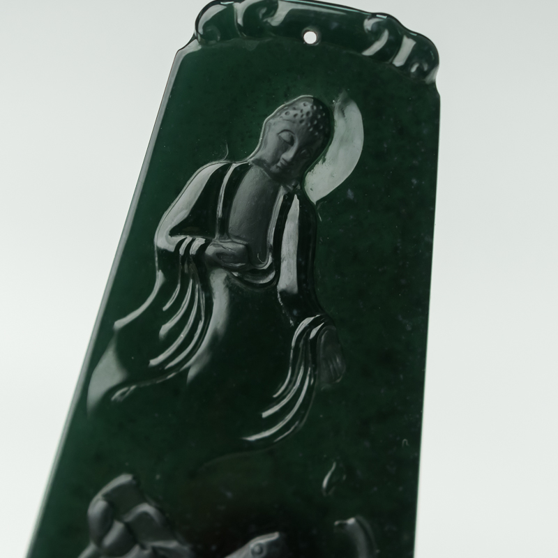 缅甸天然糯冰种翡翠如来佛祖吊坠-红掌柜