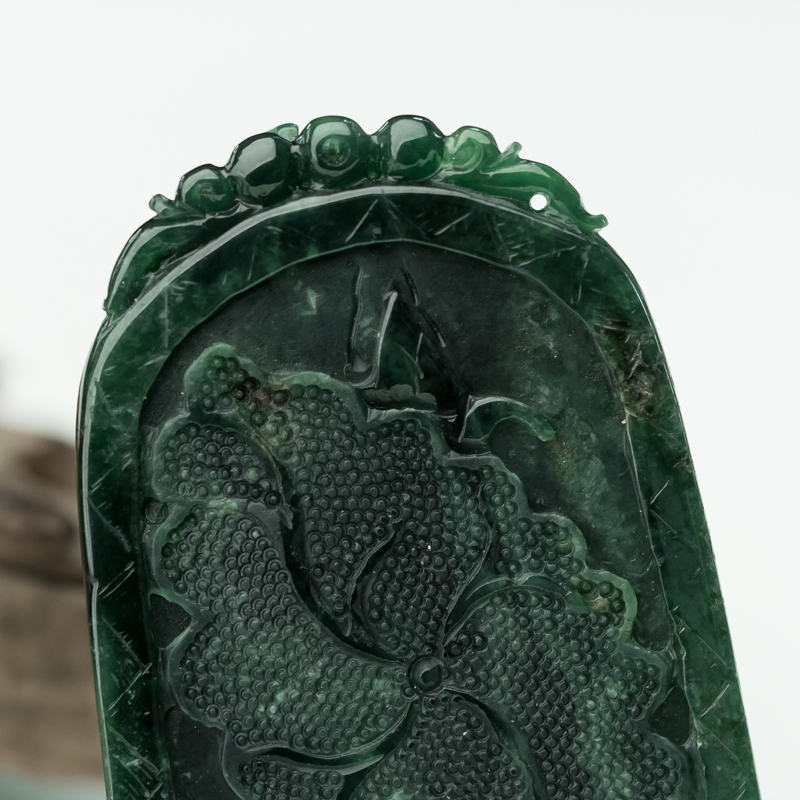 缅甸天然糯冰种翡翠貔貅吊坠-红掌柜