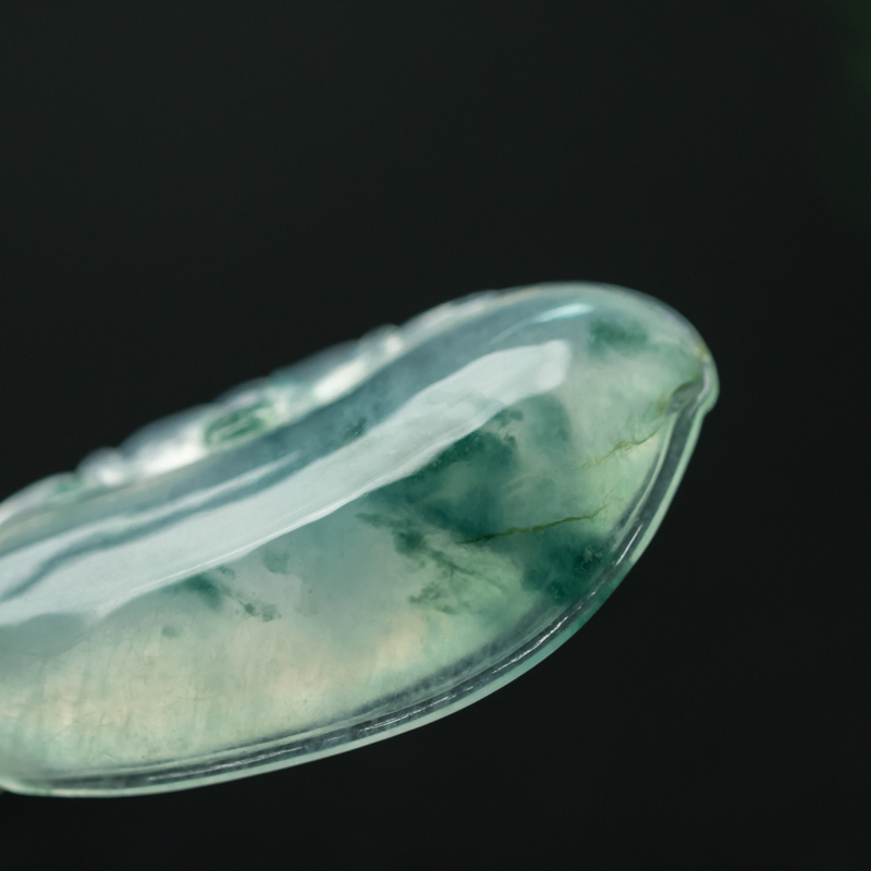 缅甸天然糯冰种翡翠福在眼前吊坠-红掌柜