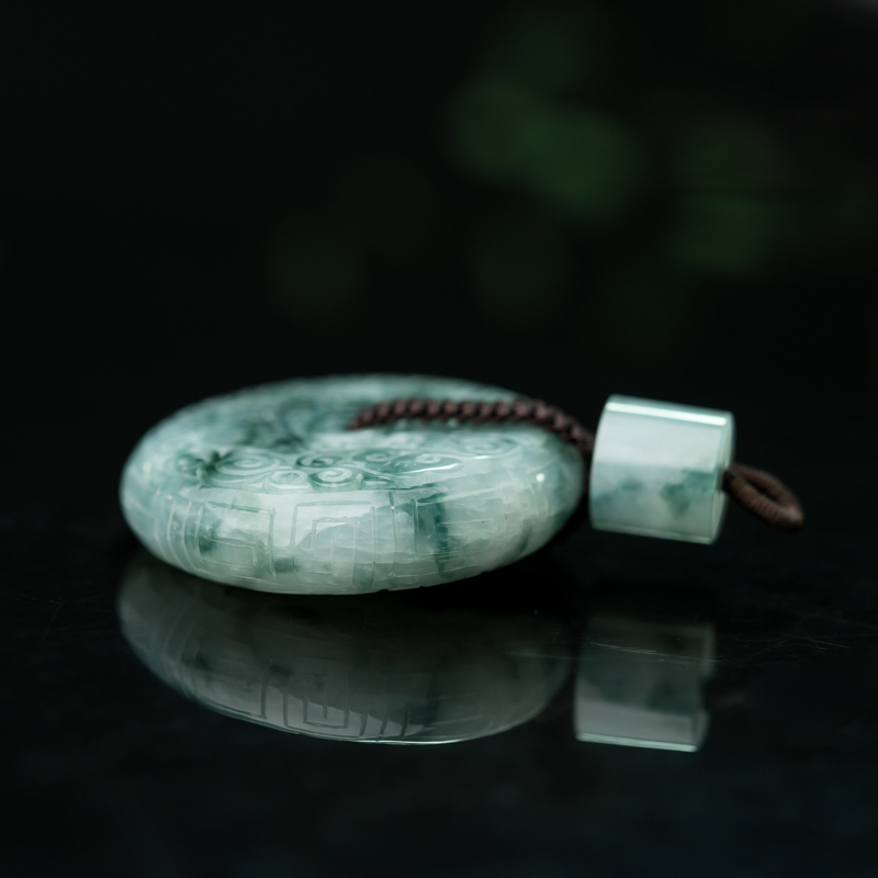 糯种飘花翡翠平安扣-红掌柜