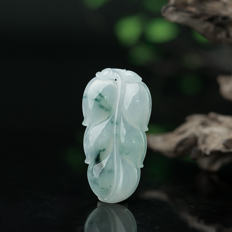 糯冰种飘花翡翠大业有成吊坠-红掌柜