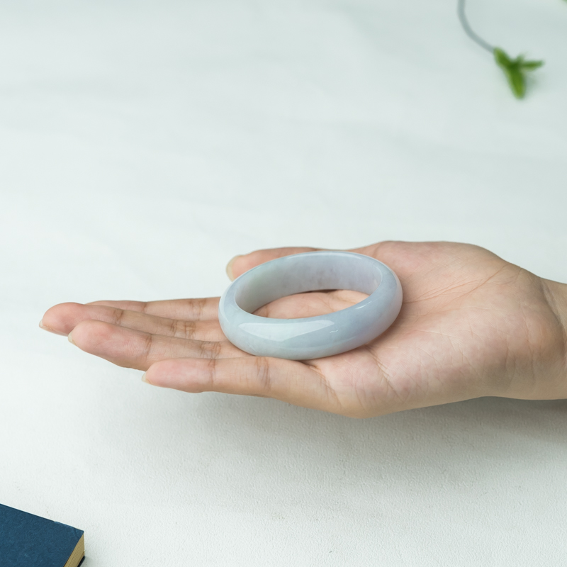 糯种春带彩翡翠平安镯-红掌柜