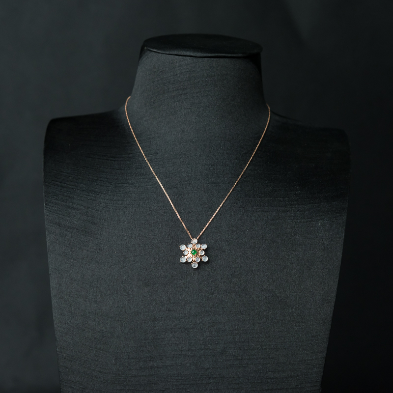 18K冰种翡翠雪花-红掌柜