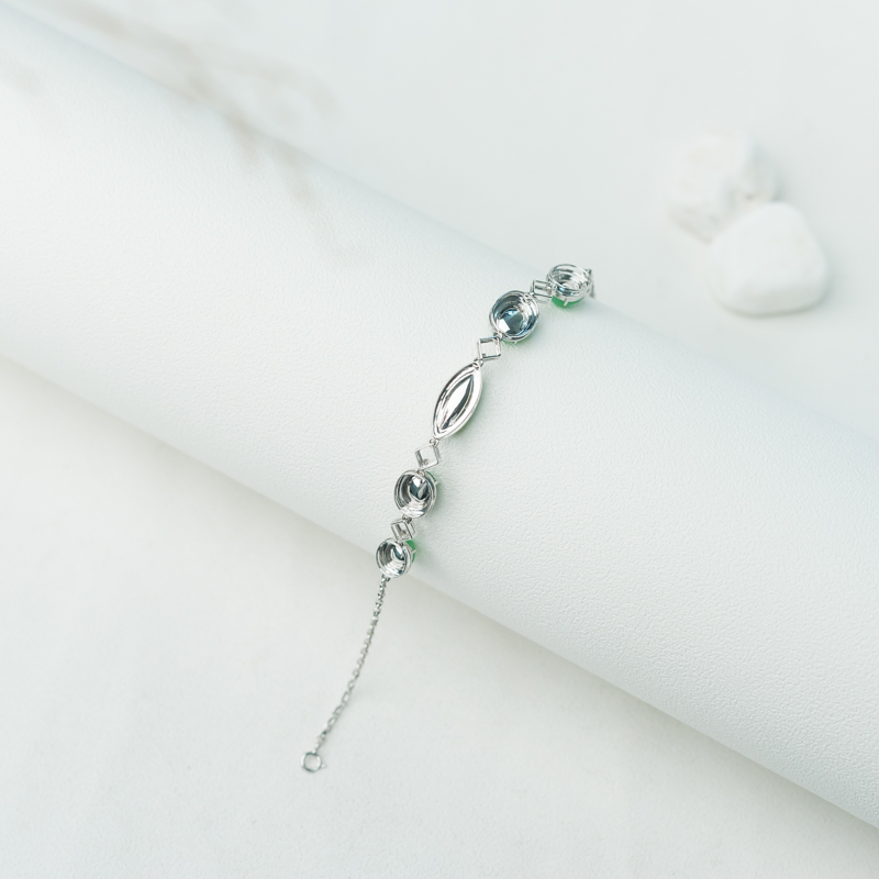 缅甸天然苹果绿翡翠手链-红掌柜