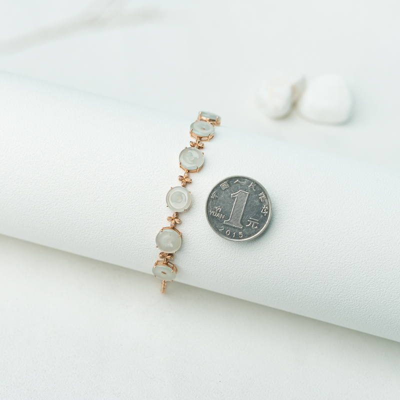 糯冰种翡翠平安扣手链-红掌柜