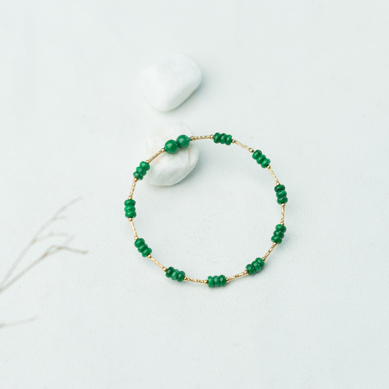 缅甸天然糯种翠绿翡翠手镯-红掌柜