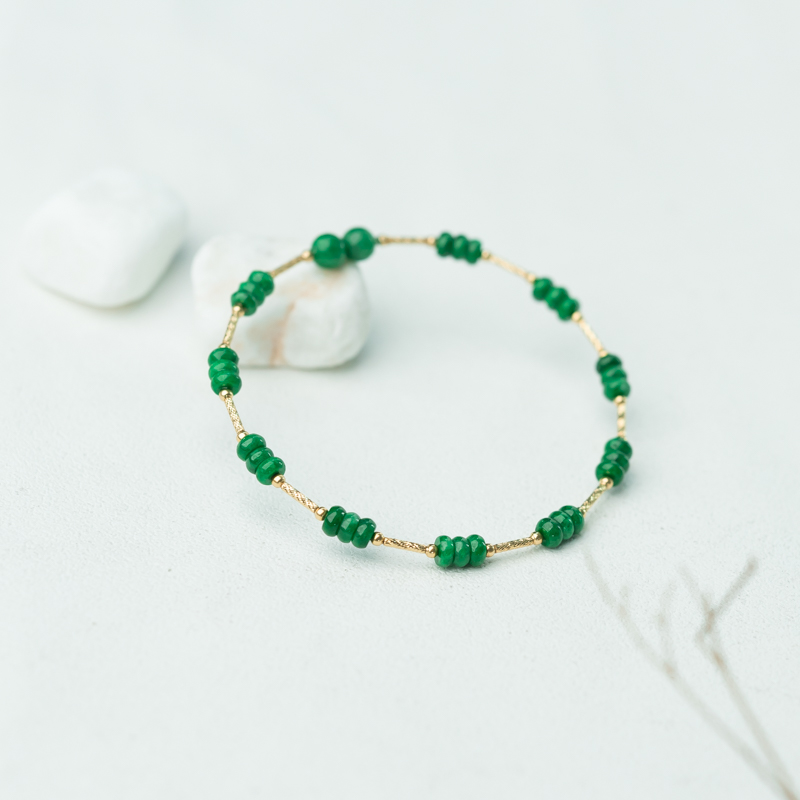 缅甸糯种翠绿翡翠手镯-红掌柜