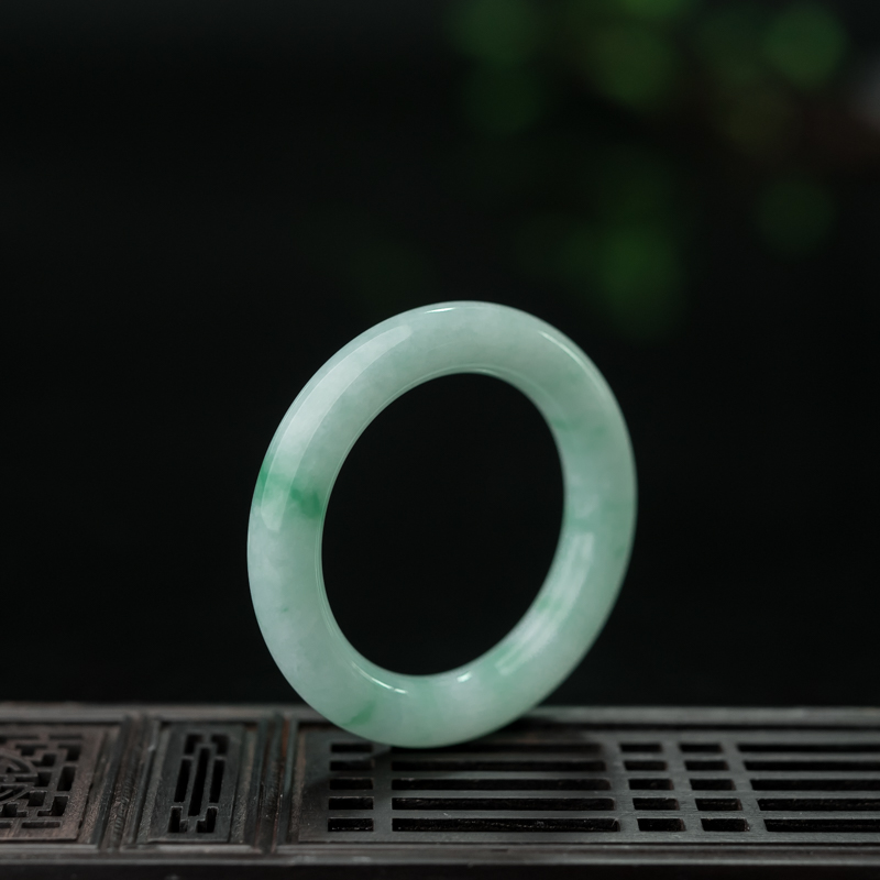 38.3mm糯种飘翠翡翠童镯-红掌柜