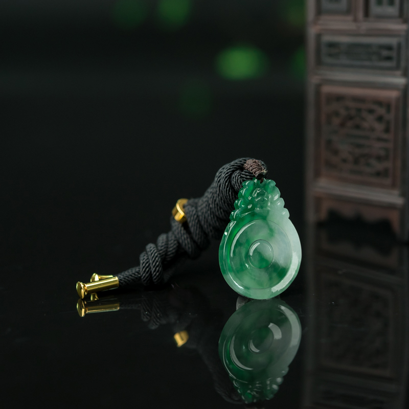 缅甸糯冰种飘翠翡翠福贝吊坠-红掌柜