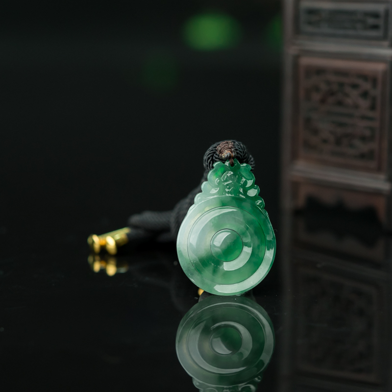 缅甸天然飘翠翡翠福贝吊坠-红掌柜