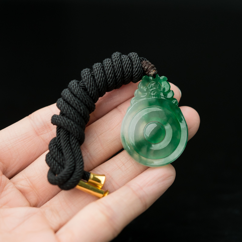 缅甸天然糯冰种飘翠翡翠吊坠-红掌柜