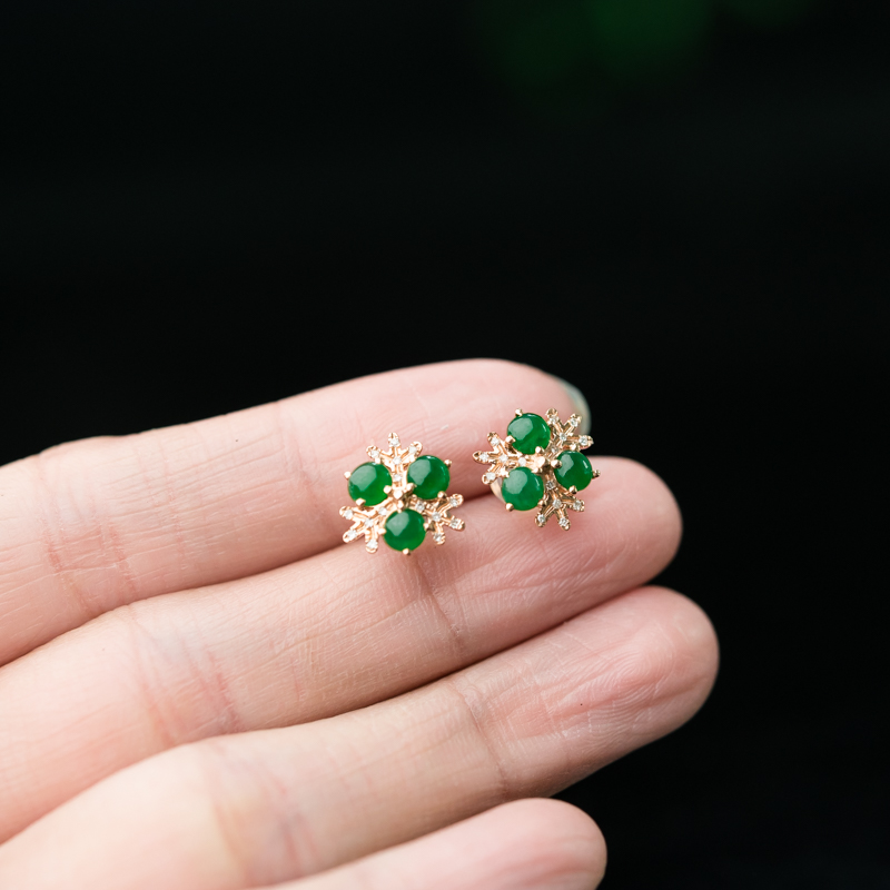 18K翡翠耳钉-红掌柜