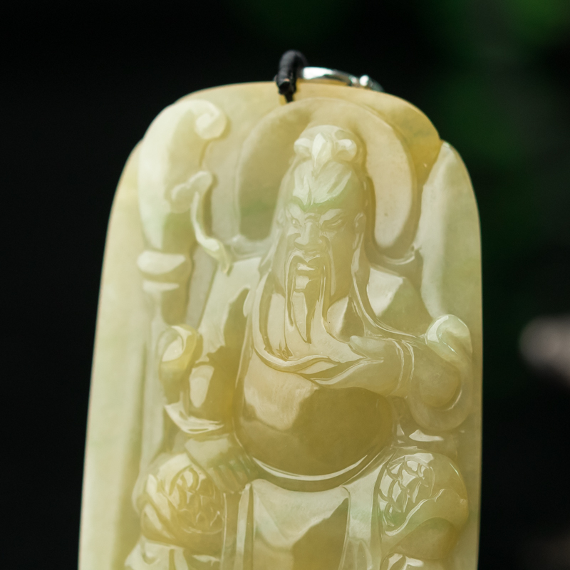 缅甸天然糯种黄翡吊坠-红掌柜