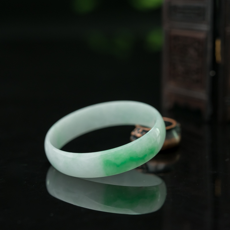 缅甸天然糯种翡翠平安镯-红掌柜