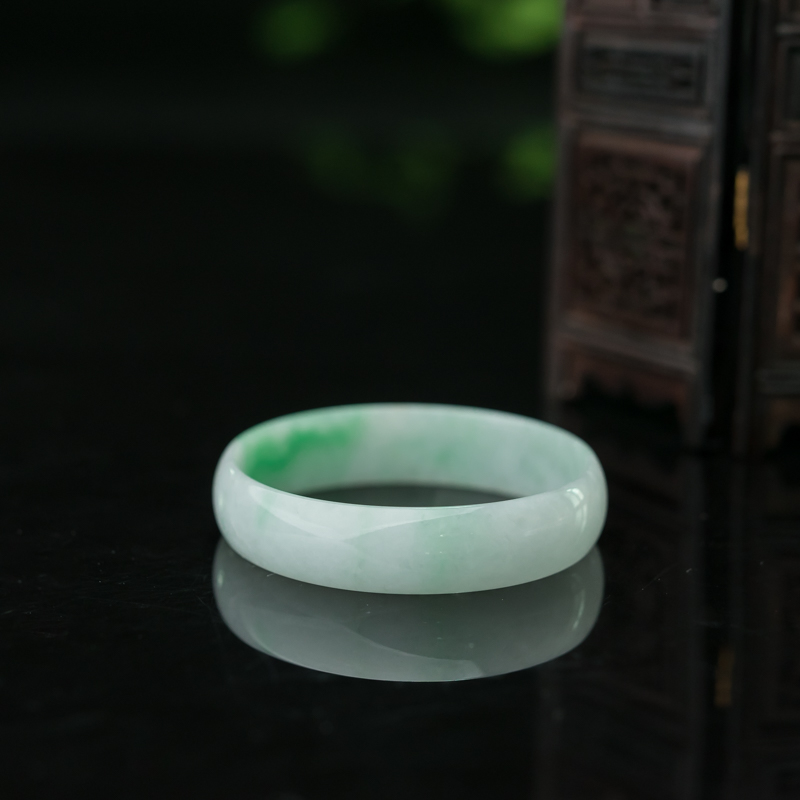 天然糯种飘翠翡翠平安镯-红掌柜