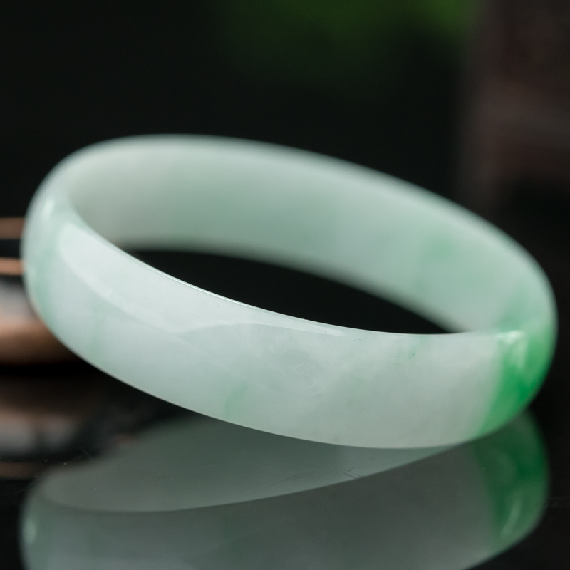 缅甸糯种飘翠翡翠平安镯-红掌柜