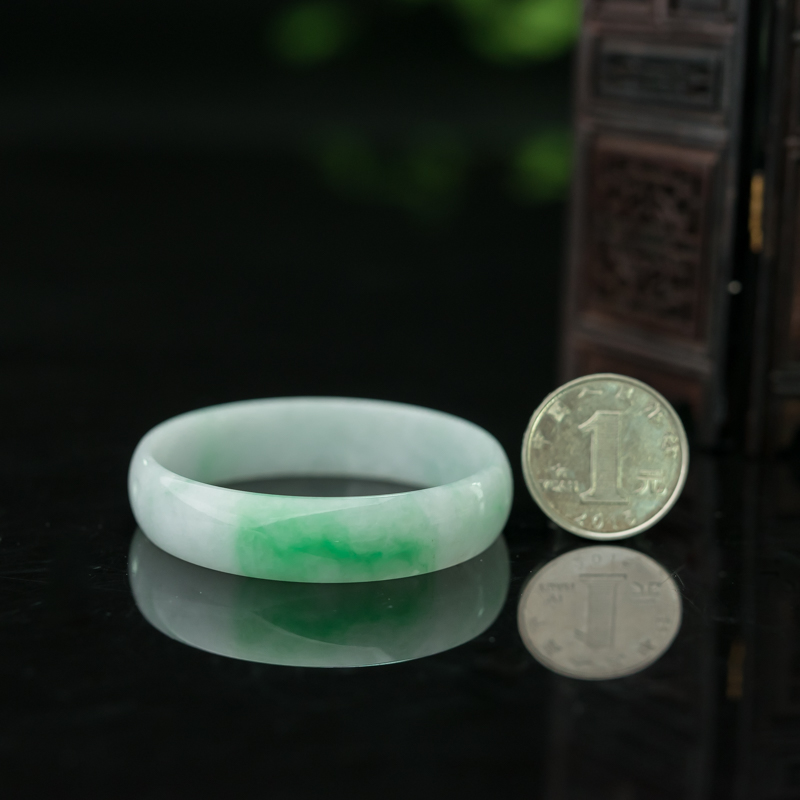 天然糯种翡翠平安镯-红掌柜