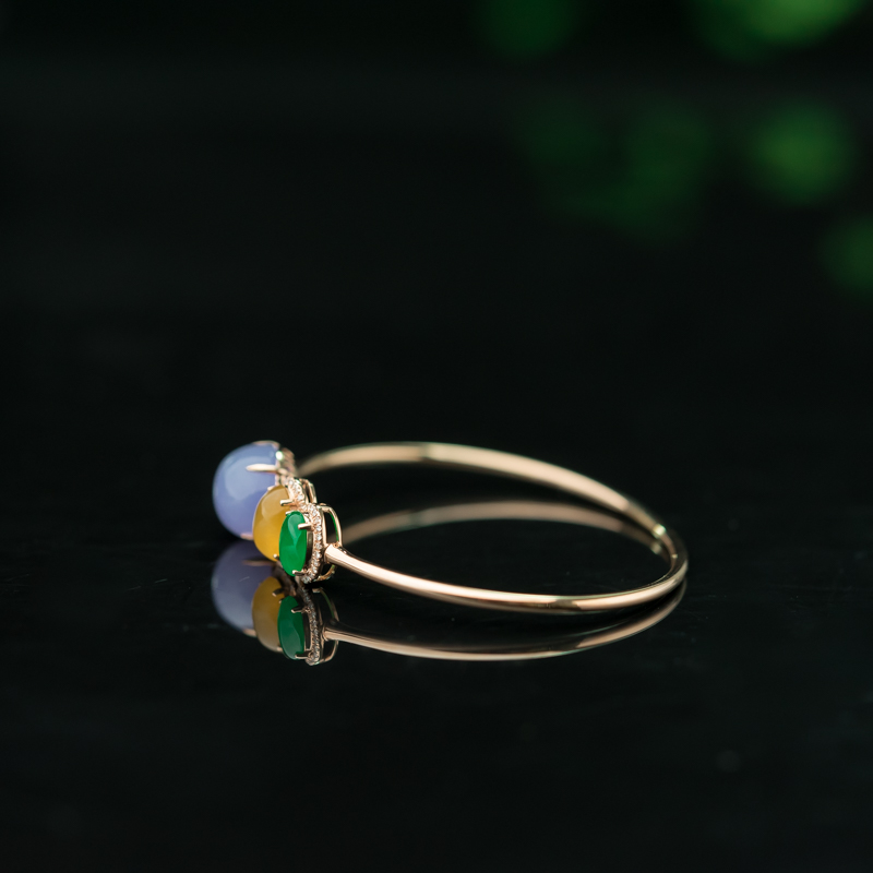 缅甸天然糯冰种翡翠手镯-红掌柜