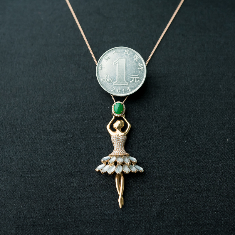 天然糯种翡翠舞者吊坠-红掌柜
