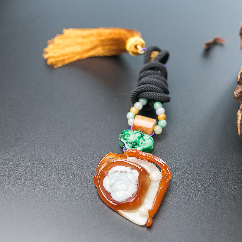 天然翡翠牡丹引凤吊坠-红掌柜