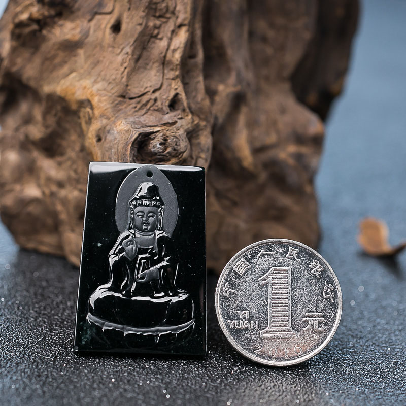 糯冰种墨翠吊坠-红掌柜