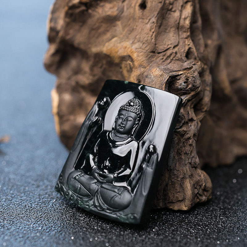 天然冰种墨翠大日如来吊坠-红掌柜