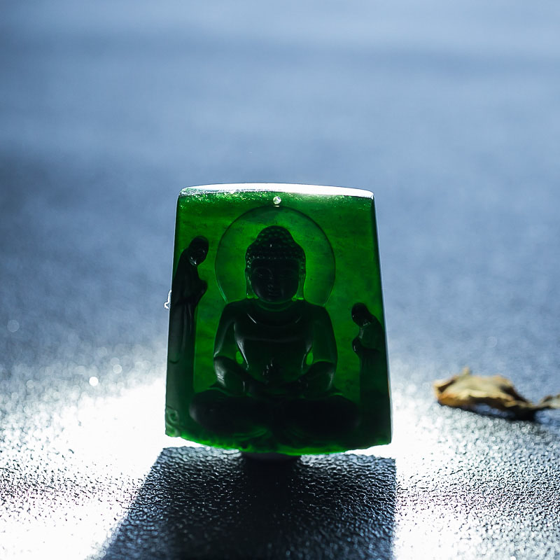 冰种墨翠大日如来吊坠-红掌柜