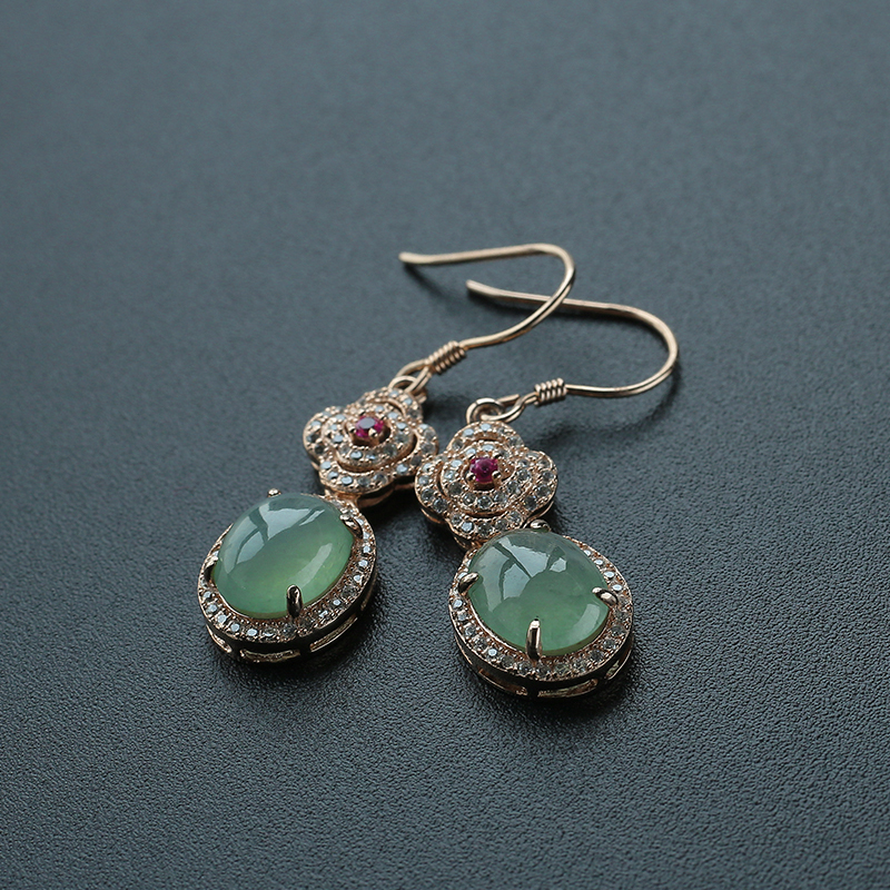 冰种晴水翡翠耳坠 - 红掌柜珠宝